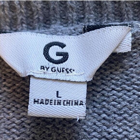 Guess Gray V Neck Sweater LOVE in Copper Silver Metallic Sequins Size L - Picture 3 of 9